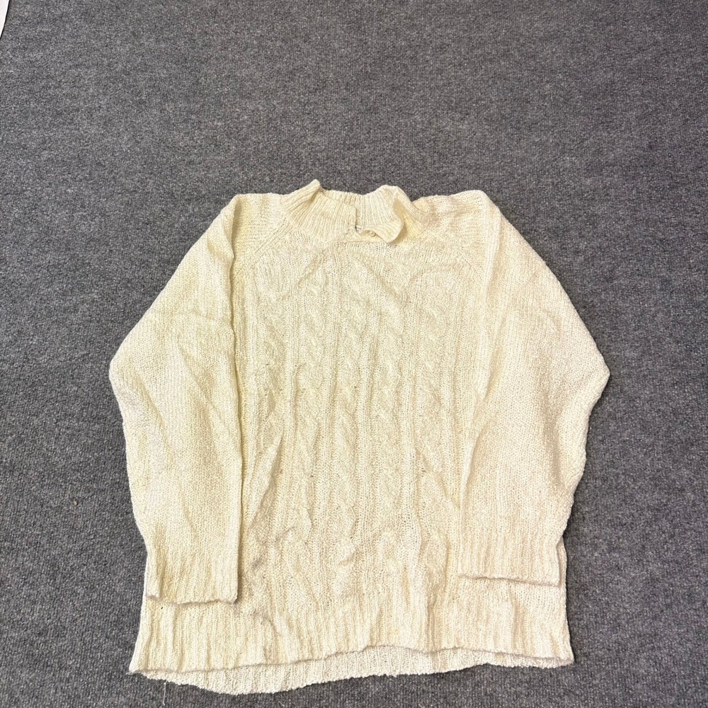Miranda Sweater Womens Size L Cream Cable Knit Mock Neck Long Sleeve Pullover